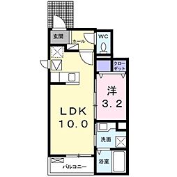 メゾンドリックIII 1階1LDKの間取り