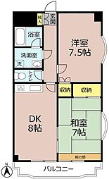 カーザモンターニャ 2DKの間取図画像