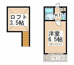 イーストウェル長津田 2階1Kの間取り