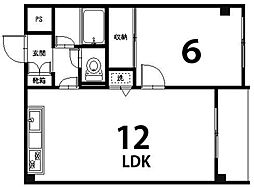 ピースフル桃ケ丘 1LDKの間取図画像