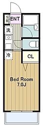来夢一番館 1Kの間取図画像