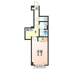 プラネシア星の子山科駅前 3階1Kの間取り