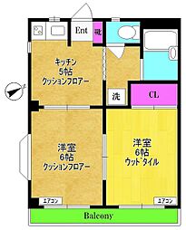 カーサ枡形 2階2Kの間取り