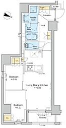 プラウドフラット三越前イースト 4階2LDKの間取り