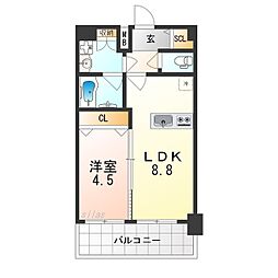 JR大阪環状線 弁天町駅 徒歩6分の賃貸マンション 11階1LDKの間取り