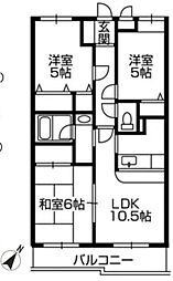 第3旭マンション 1階3LDKの間取り