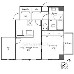 六本木レジデンス 4階1LDKの間取り