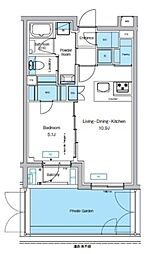 プレディアコート代々木上原 1階1LDKの間取り