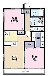 コンフォートウチヤマ 2LDKの間取図画像