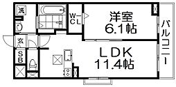 パインオーク　C 1階1LDKの間取り