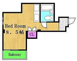 ベルク.メイム ワンルームの間取図画像