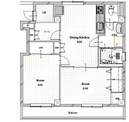 勝どき第三関根ビル 6階2DKの間取り
