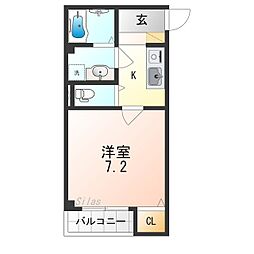 AchtHIKResidence南住吉 1Kの間取図画像
