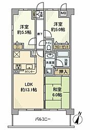 ベルドゥムール草加中央東 5階3LDKの間取り