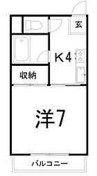シティーハウス比島 1Kの間取図画像