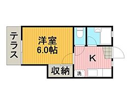 小田急小田原線 相模大野駅 徒歩17分の賃貸アパート 1階1Kの間取り