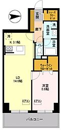 ロイヤルパークスシーサー 1LDKの間取図画像