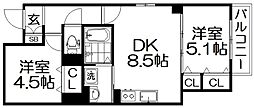 クリエオーレ下神田2 2DKの間取図画像