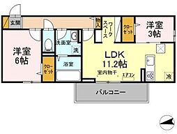 プランドールC 2LDKの間取図画像