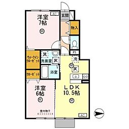 メゾンモンテリベール6 2LDKの間取図画像