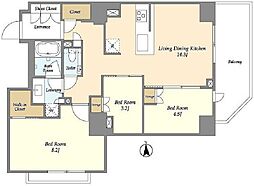 オーキッドレジデンス渋谷富ヶ谷 11階3LDKの間取り