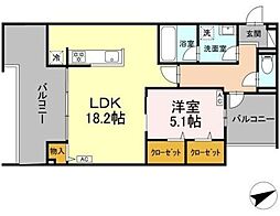 D-residence稲城 2階1LDKの間取り