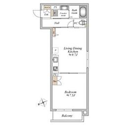 ザ・フォレスト立川 2階1LDKの間取り
