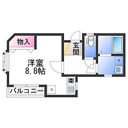 和歌山電鐵貴志川線 田中口駅 徒歩25分の賃貸マンション 3階ワンルームの間取り