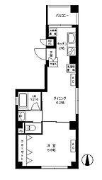 東京メトロ丸ノ内線 中野新橋駅 徒歩3分の賃貸マンション 2階1DKの間取り