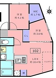 ロータス中野新橋 地下1階2LDKの間取り