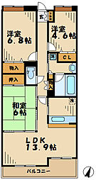 ベルシャイン厚木 3LDKの間取図画像