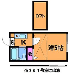 コーポフラワー 1階1Kの間取り