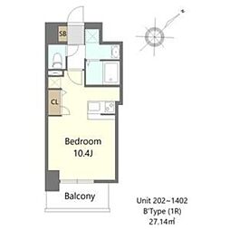 S-RESIDENCE堺altklas ワンルームの間取図画像