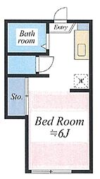 グリーンハイム白山 2階1Kの間取り