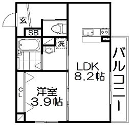 ソリティア光善寺 1LDKの間取図画像