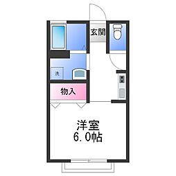 メゾンドュソレイユ ワンルームの間取図画像
