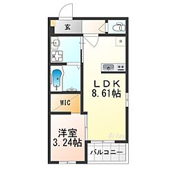 REGALEST五条大宮 3階1LDKの間取り
