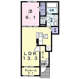JR和歌山線 岩出駅 徒歩34分の賃貸アパート 1階1LDKの間取り