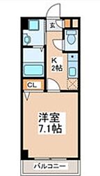 ベルデュール調布国領 1Kの間取図画像