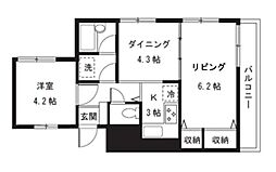 グリーンキャピタル石川台 1LDKの間取図画像