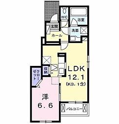 ラ・ルーチェ 1階1LDKの間取り