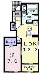 コリーナ アルモ Ｄ 1階1LDKの間取り