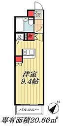 東京メトロ東西線 行徳駅 徒歩12分の賃貸マンション 3階ワンルームの間取り