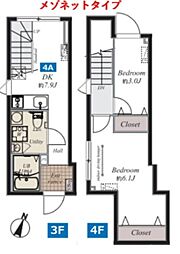 プラチナフォルム中目黒EAST 2DKの間取図画像