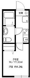フローラ湘南茅ヶ崎 1Kの間取図画像