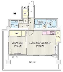 シャトレ信濃町 8階1LDKの間取り