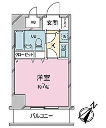 ダイヤモンドスクエア新所沢 1Kの間取図画像