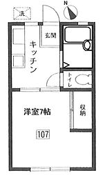 ビラビアンカ 1Kの間取図画像