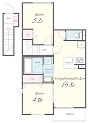 グレーヌ東寺 2階2LDKの間取り