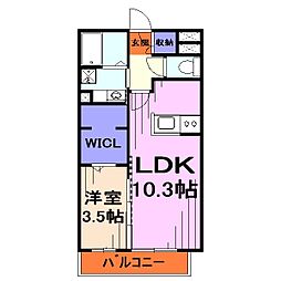 ベルフルール 1LDKの間取図画像